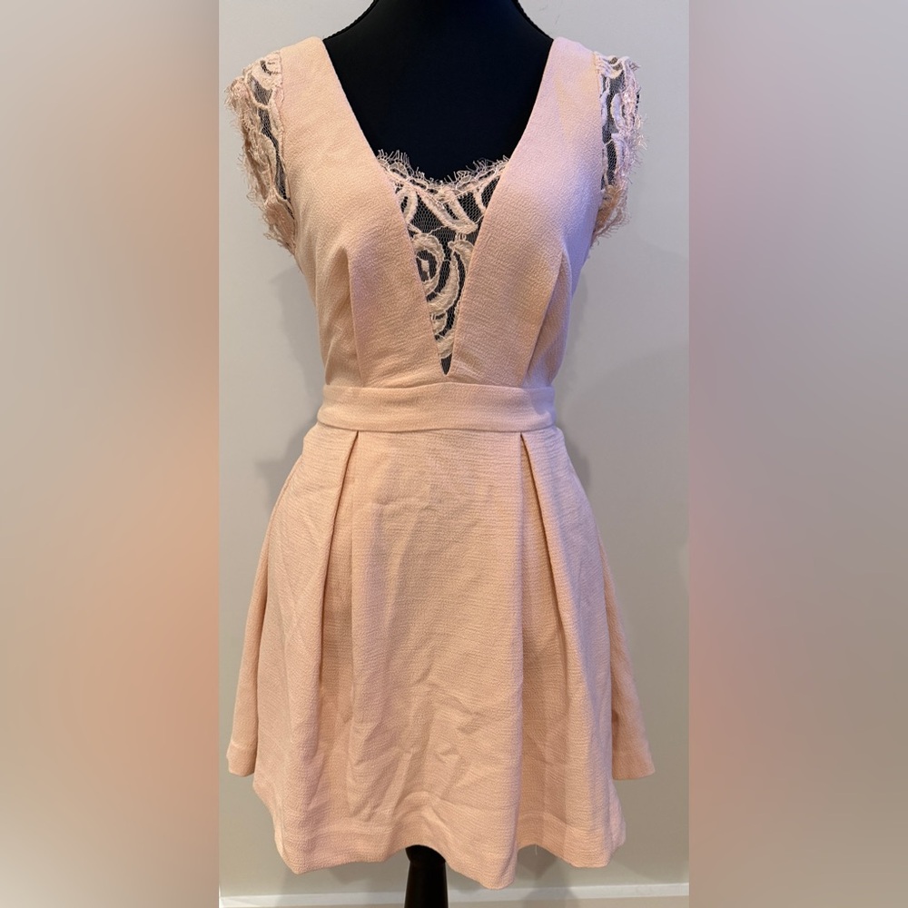 BCBGeneration Blush Backless Dress with Lace Detail